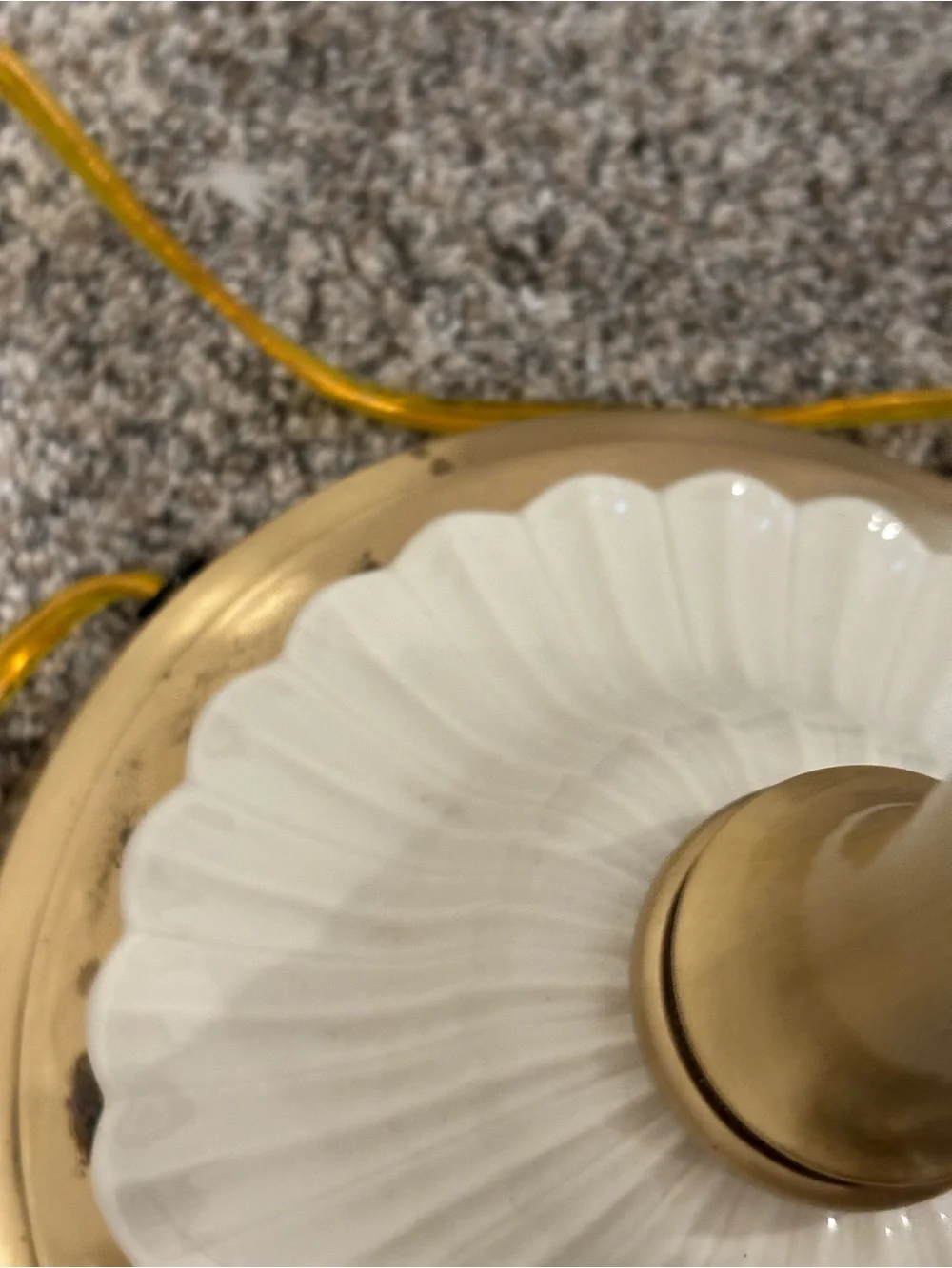 Vintage 1970s Lenox by Quoizel Candelabra Table Lamp Brass Fine Porcelain Accent